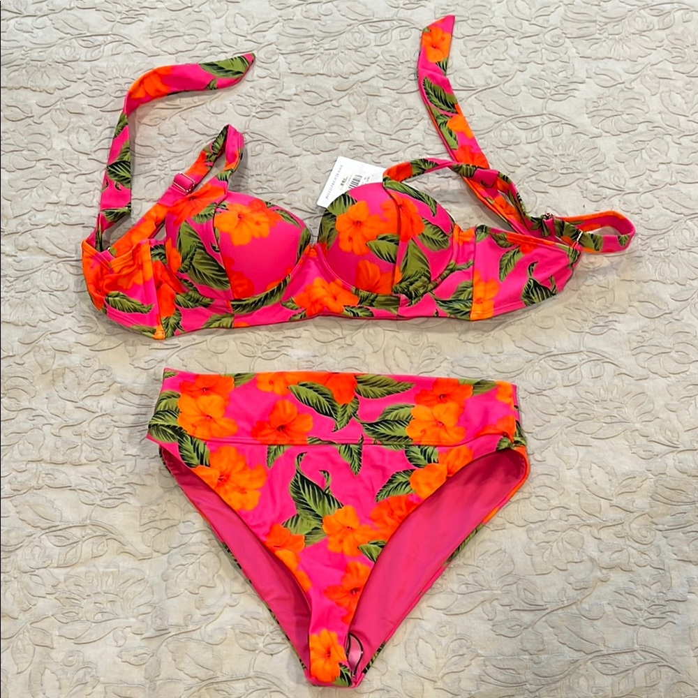 Beach Riot Pink and Orange Floral Bikini